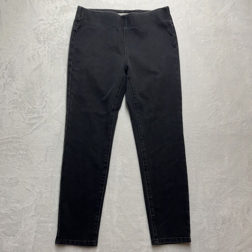 Soft‎ Surroundings Pull On Jeans Womens Medium Stretch Waist Black Wash Cropped - Picture 2 of 8